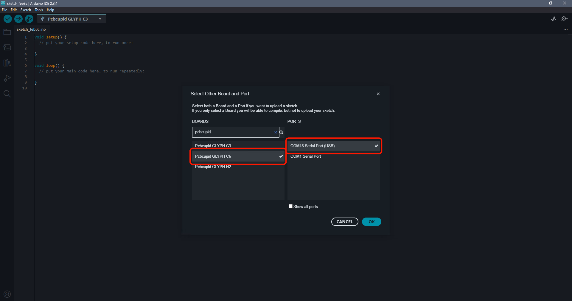 pcbcupid-port-selection